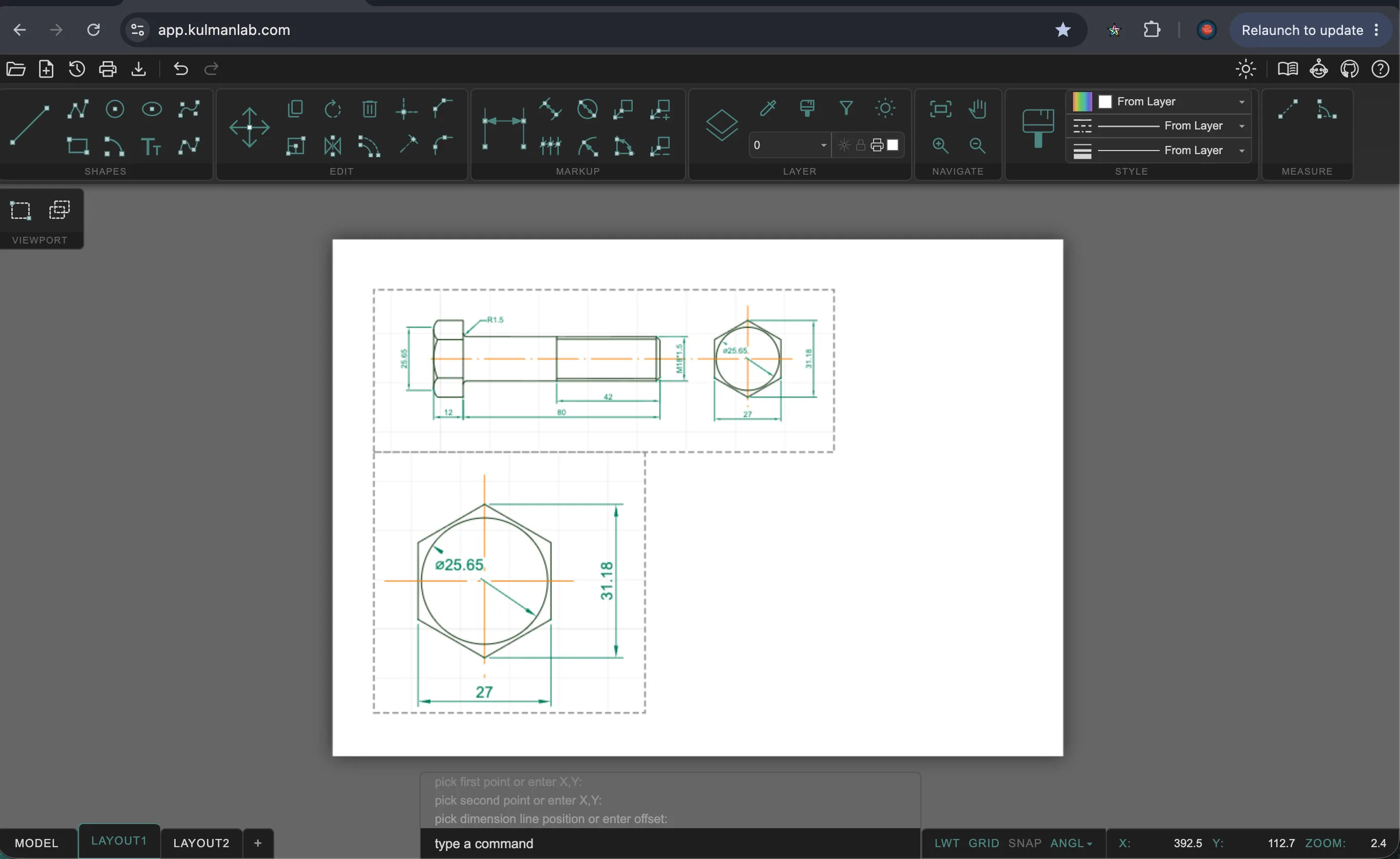 KulmanLab CAD — print layout view